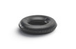 Blank black swim circle mock up isolated, side view, 3d rendering. Empty sumer lifering mockup for sea. Clear dark swimming ring mockup for rescue template. Round safety lifebuoy.