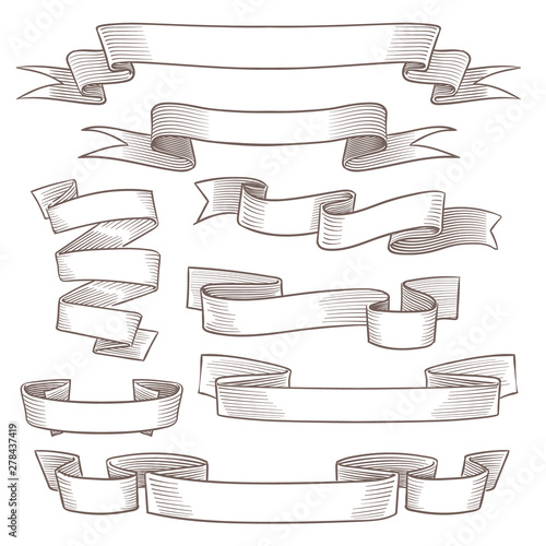 Sketch Vintage Banners Hand Drawn Different Ribbons Antique Swirl Scrolls Flags Paper Borders Outlines Doodle Vector Templates Buy This Stock Vector And Explore Similar Vectors At Adobe Stock Adobe Stock,Chibi Estilos De Dibujo Anime