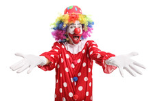 Excited Clown Spreading Arms