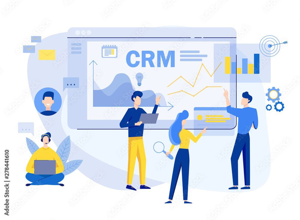 Customer relationship management concept background. CRM vector ...
