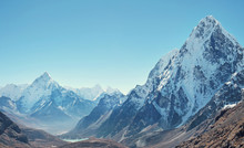 Mountain Peak Everest. Highest Mountain In The World. National Park, Nepal.