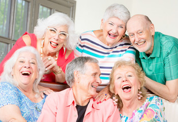 Six Laughing Senior Friends