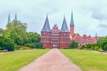 Wall Mural - The Holsten Gate in the old center of the Hanseatic city of Luebeck.Germany