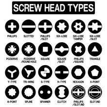 Set Of Screw Head Icon (single Color)