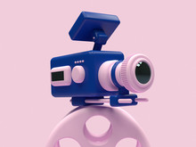 Cinema Camera Cartoon Style Pink Blue 3d Render 