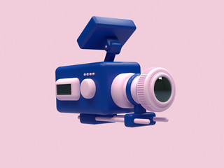 Wall Mural - cinema camera cartoon style pink blue 3d render 