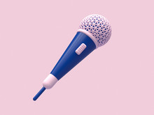 Pink Blue Microphone Cartoon Style 3d Rendering Technology Digital Concept