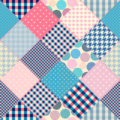 Fototapete - Patchwork textile pattern. Seamless quilting design background.