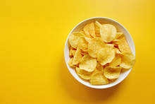 Close-Up Of Potato Chips Or Crisps In Bowl