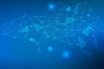 Wall Mural - geometric abstract background with connected line and dots. structure molecule and communication. bi