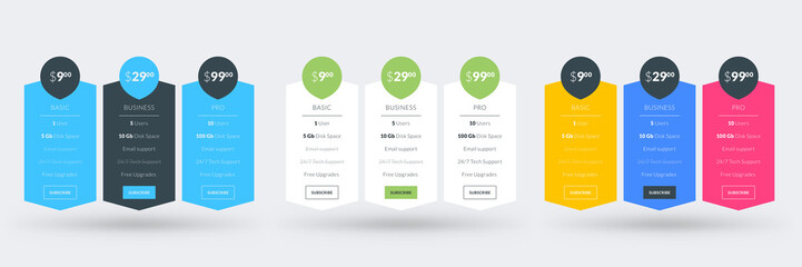 Wall Mural - Pricing table design template. Vector pricing plans. Vector illustration