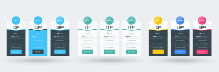 Wall Mural - Pricing table design template. Vector pricing plans. Vector illustration