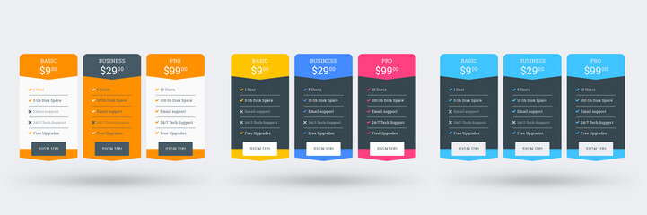 Wall Mural - pricing table design template. vector pricing plans. vector illustration