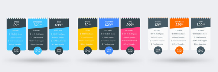 Wall Mural - Pricing table design template. Vector pricing plans. Vector illustration