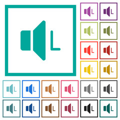 Wall Mural - Left audio channel flat color icons with quadrant frames