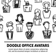 © ElfMo - A square vector image with dooodle business avatars for presentation design and web site. Office professions freehand image
