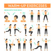 © inspiring.team - Warm-up exercise set before workout. Stretch muscles
