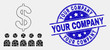 © Evgeny - Dotted bank clients mosaic pictogram and Your Company stamp. Blue vector round scratched stamp with Your Company phrase. Vector combination in flat style.