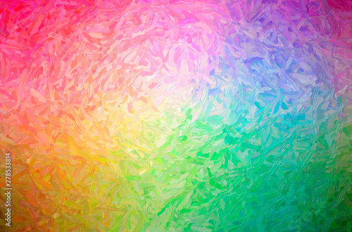 Abstract illustration of green, pink, red Large Color Variation Impasto backg...