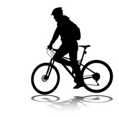 Poster - man riding bicycle silhouette - vector
