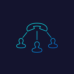 Poster - group call vector line icon