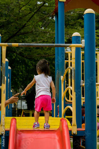 Adorable Little 1 2 Year Old Asian Toddler Girl Having Fun - 
