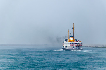 Sticker - Famous turkish steamboat with passengers crossing the Bosphorus