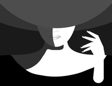 A Woman In A Stylish Black Hat Is Featured In A Minimalist Fashion And Beauty Illustration.