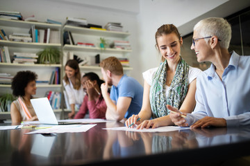 Successful group of business people at work in office