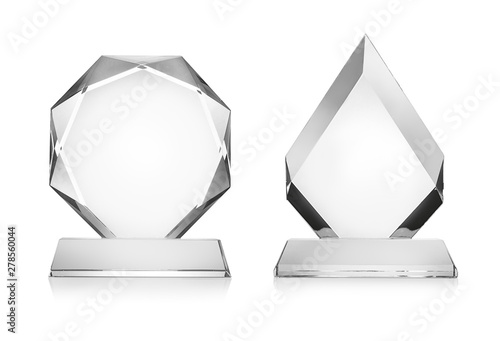 Fotomural Blank glass trophy mockup isolated on white with clipping path