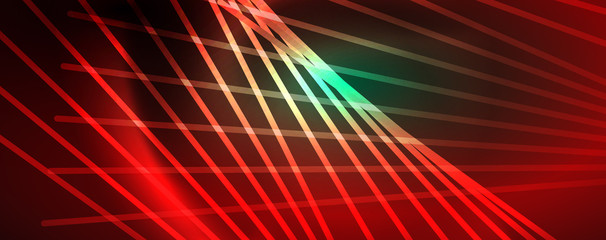 Vector neon light lines concept, abstract background