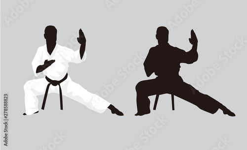 Leinwand Poster Martial Arts Fighter Silhouettes