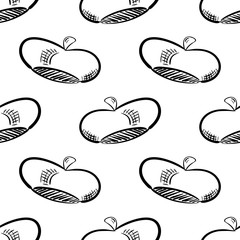 Poster - Handdrawn seamless pattern hat doodle icon. Hand drawn black sketch. Sign cartoon symbol. Decoration element. White background. Isolated. Flat design. Vector illustration