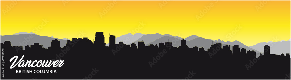 vancouver british columbia skyline silhouette background with city ...