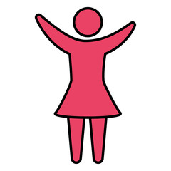 Sticker - pink pictogram human woman flat design