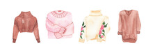 Watercolor Womens Fashion Clothing Warm Woolen Winter Sweaters Isolated
