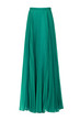 Green pleated organza long skirt isolated over white