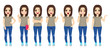 © Kakigori Studio - Teenager brunette girl set collection of poses with different face expressions and gestures