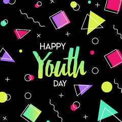 Wall Mural - Youth Day card of abstract 90s party decoration