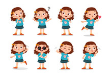 Kid Child Expression Vector Illustration Set Bundle
