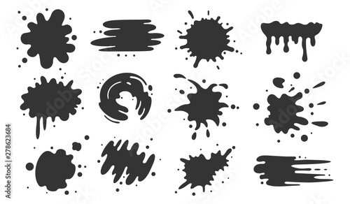 Fotomural Black paint blots collection of vector icons