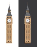 Fototapeta Big Ben - Big Ben clock tower flat illustration.