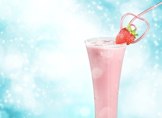 Sticker - Glass of delicious strawberry cocktail isolated on white background