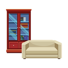 Wall Mural - Woode library and sofa armchair furniture