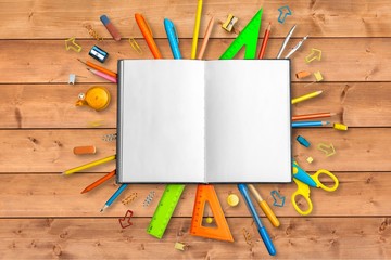 Wall Mural - Assortment  of School supplies on  background