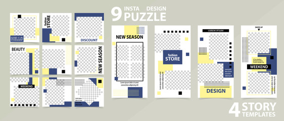 Trendy editable template for social networks stories and posts, vector illustration.