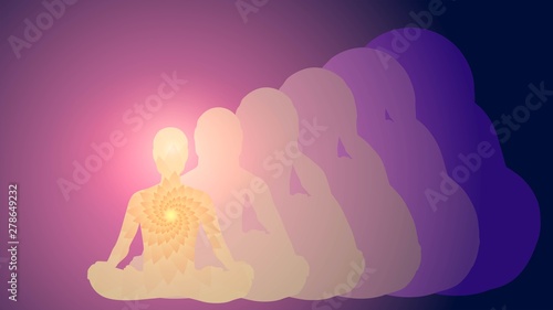Fotografía Silhouette of a man in the lotus position, meditation, yoga, aura