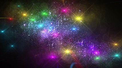 Wall Mural - neon light flying illumination glow particles
