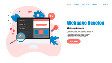 Webpage Template. Creative webpage development and web design concept	