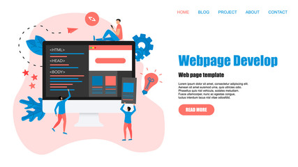 Webpage Template. Creative webpage development and web design concept	